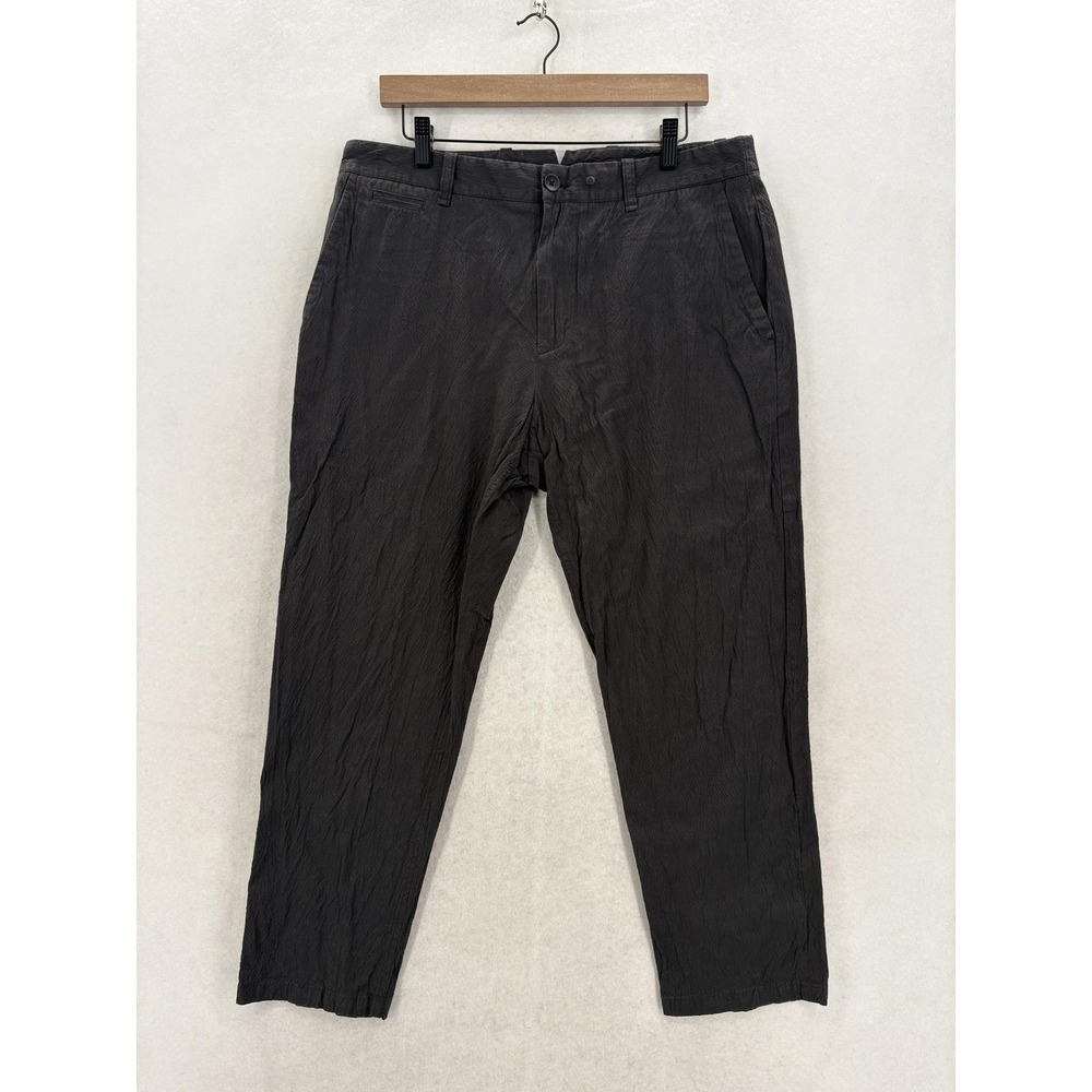 Rag & Bone Seersucker Pants Mens 34x26 Gray Regular Fit Textured Cotton Cropped